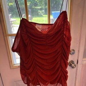 Elegant Red Ruched Top